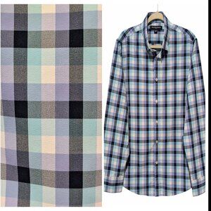 Mizzen+Main Mens Size L Leeward Lavender Black Check Trim Fit L/S Button Shirt